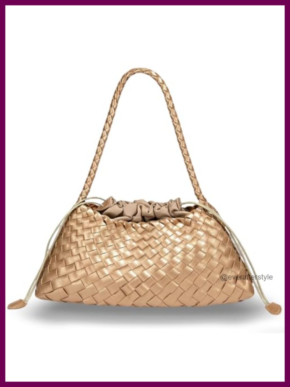 Handwoven PU Leather Hobo Shoulder Bag Woven Tote Handbag Purse